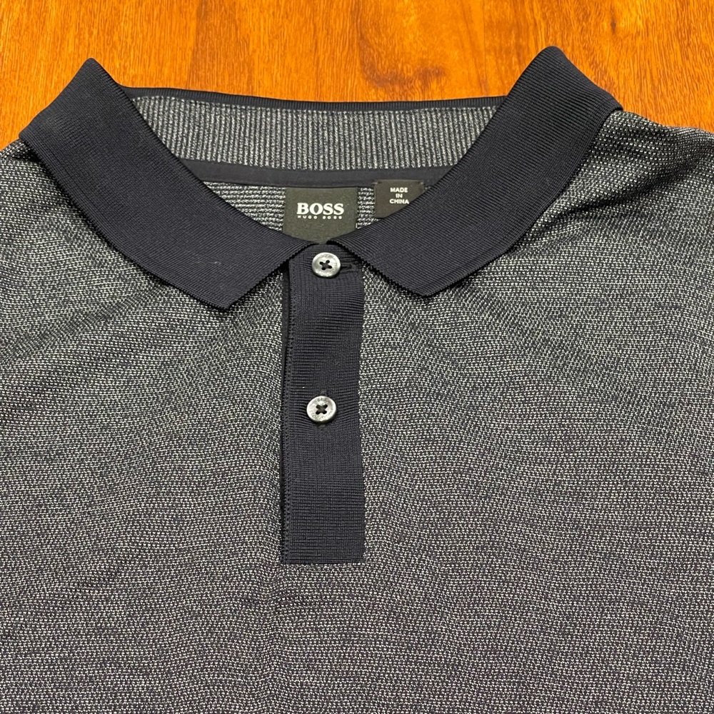 Hugo Boss Dark Gray and Black Polo Shirt